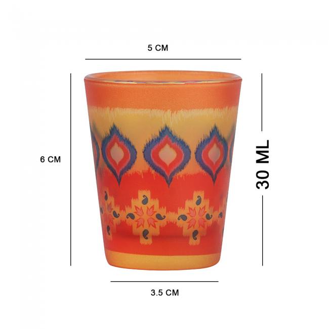 Frosted Shot Glasses - Dazzling Ikat