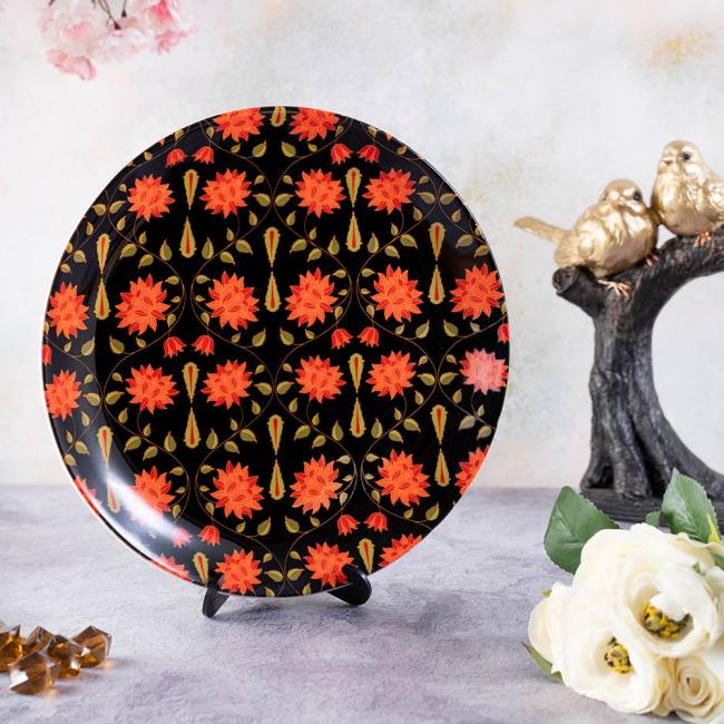 Decorative Wall Plate - Babur (Black and Red)