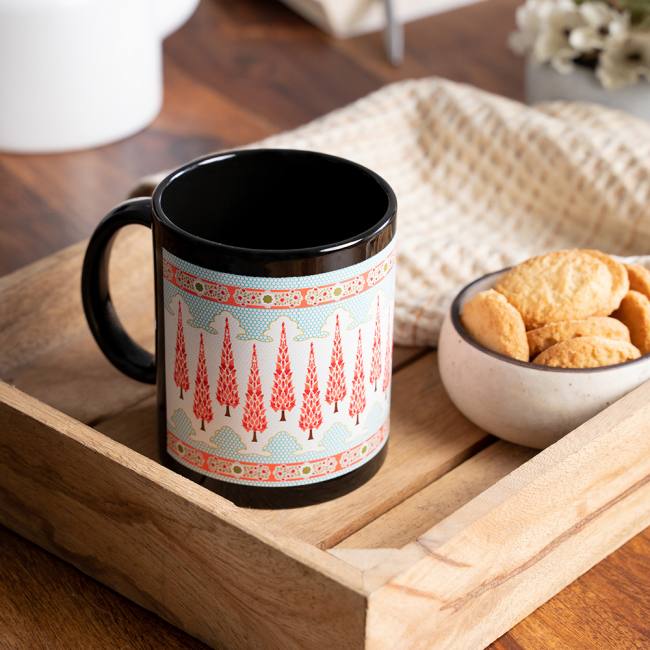KOLOROBIA Babur Inspired Black Mug, Microwave Safe,Black Ceramic Coffee/Tea Mug,Ceramic Mugs to Gift to Best Friend,Premium Design Black Coffee/Tea Mug