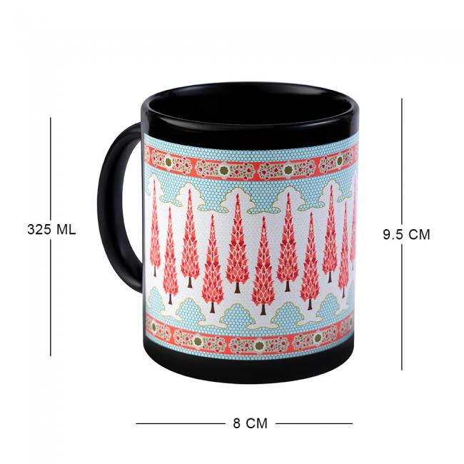 KOLOROBIA Babur Inspired Black Mug, Microwave Safe,Black Ceramic Coffee/Tea Mug,Ceramic Mugs to Gift to Best Friend,Premium Design Black Coffee/Tea Mug
