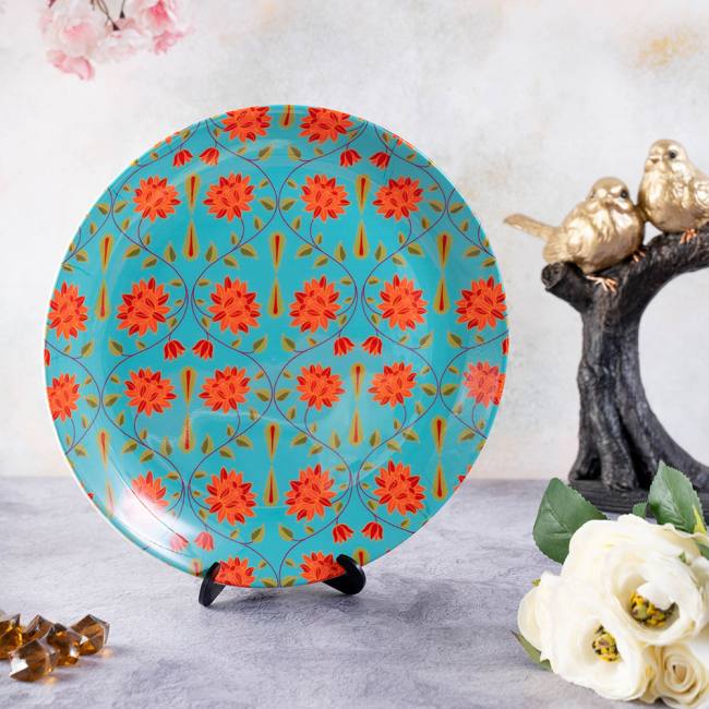 Decorative Wall Plate - Babur (Blue and Red)