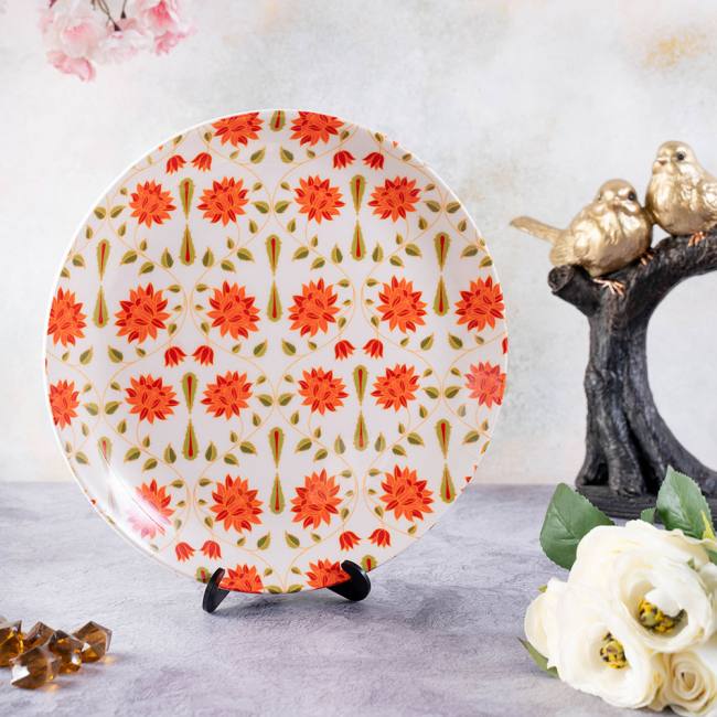 Decorative Wall Plate - Babur (White and Red)