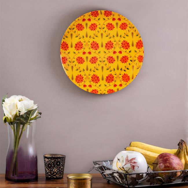 Decorative Wall Plate - Babur (Yellow and Red)