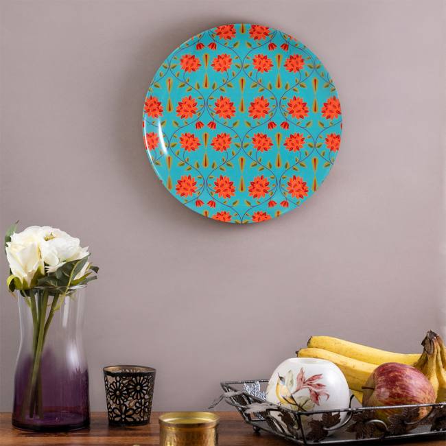 Decorative Wall Plate - Babur (Blue and Red)