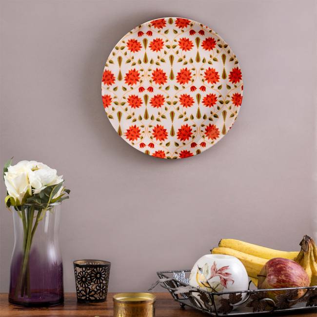 Decorative Wall Plate - Babur (White and Red)