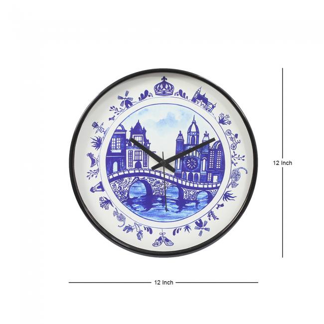 Wall Clock - Blue Pottery