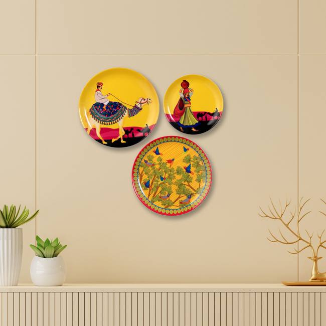 Decorative Wall Plates Combo (Set of 3) - Camel Glory