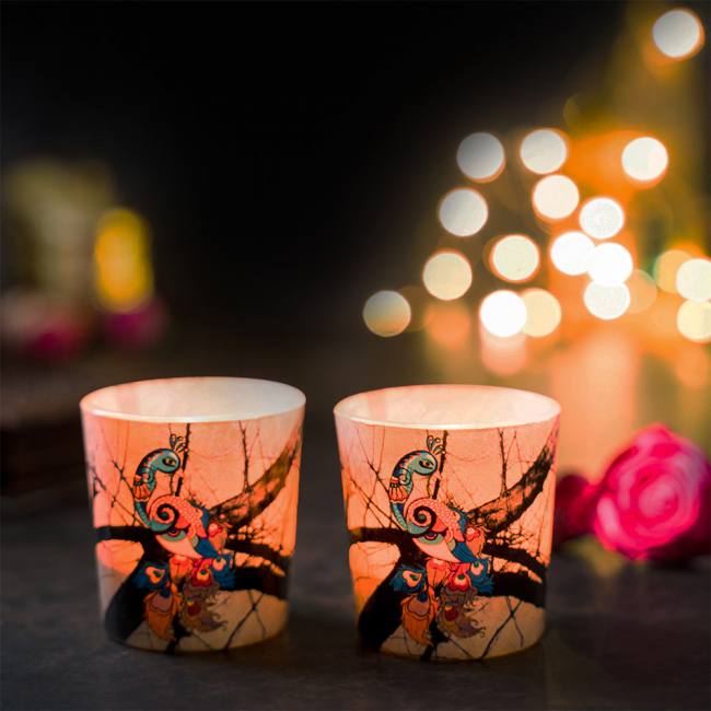 Candle Votives (Set of 2) - Peacock Admiration