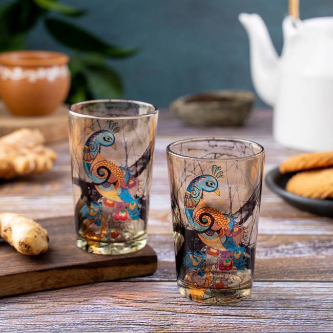 Chai Glasses - Peacock Admiration