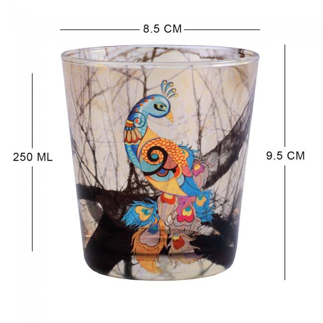 Glass Tumblers (Set of 4) - Peacock Admiration