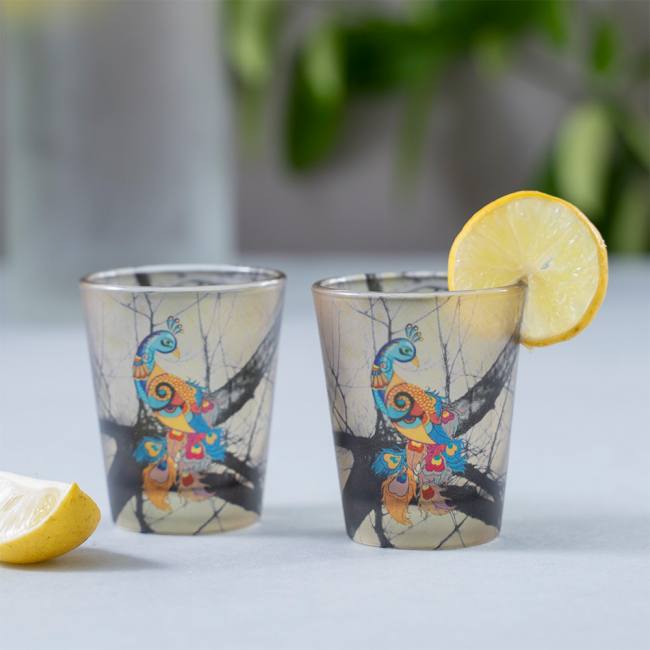 Frosted Shot Glasses - Charismatic Peacock
