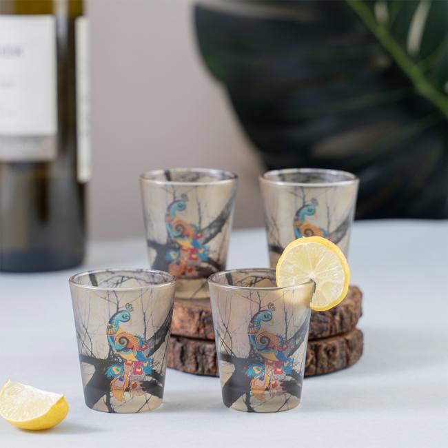 Frosted Shot Glasses - Charismatic Peacock