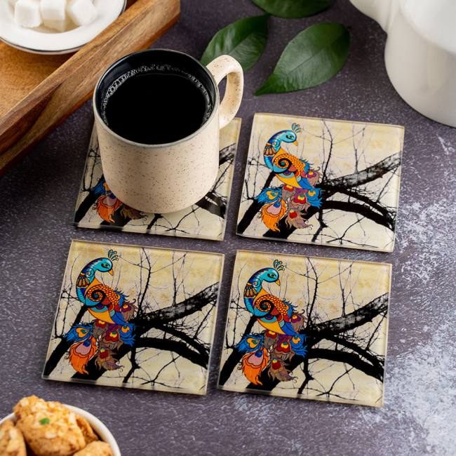 Glass Coasters (Set of 4) - Peacock Admiration