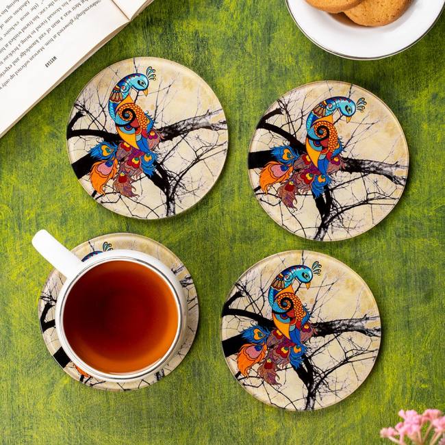 Glass Coasters (Set of 4) - Peacock Admiration