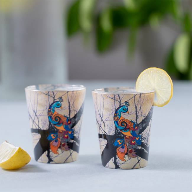 Glass Shot Glasses - Charismatic Peacock
