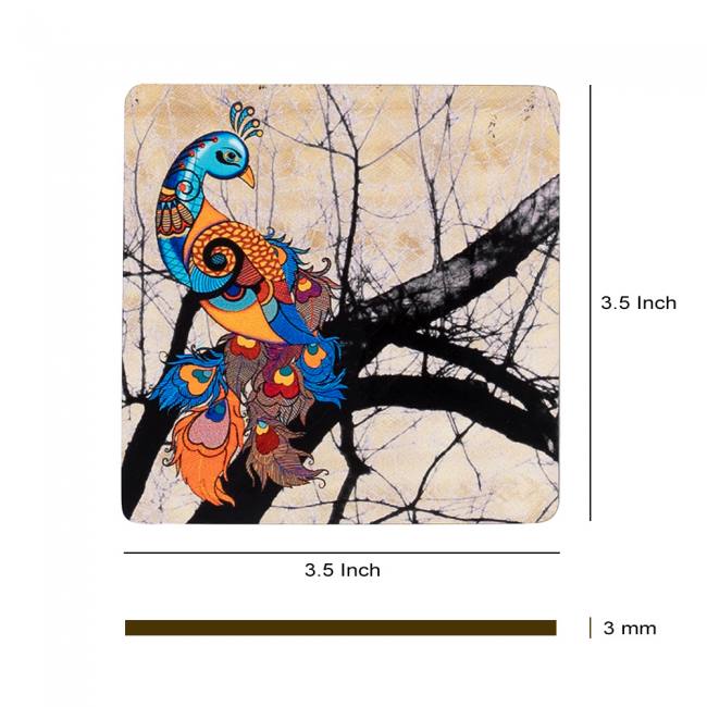 Wooden Coasters (Set of 4) - Peacock Admiration