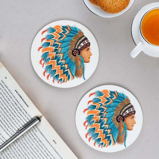 Wooden Coasters (Set of 2) - Native Americans