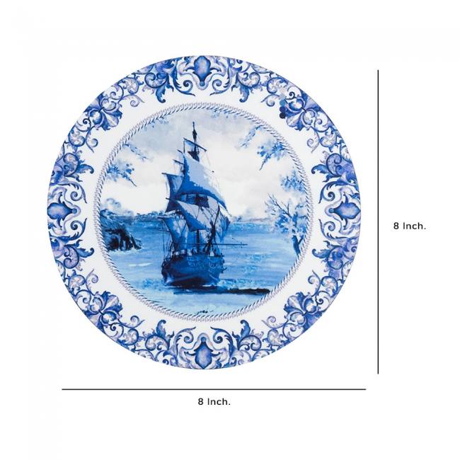Wooden Coasters (Set of 2) - Blue Pottery