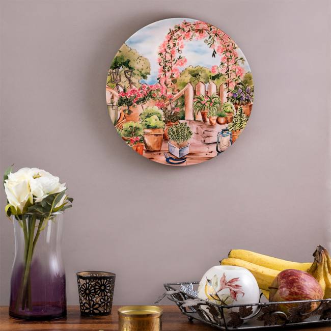 Decorative Wall Plate - English Flower-adorned Garden