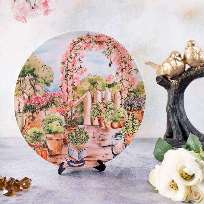 Decorative Wall Plate - English Flower-adorned Garden