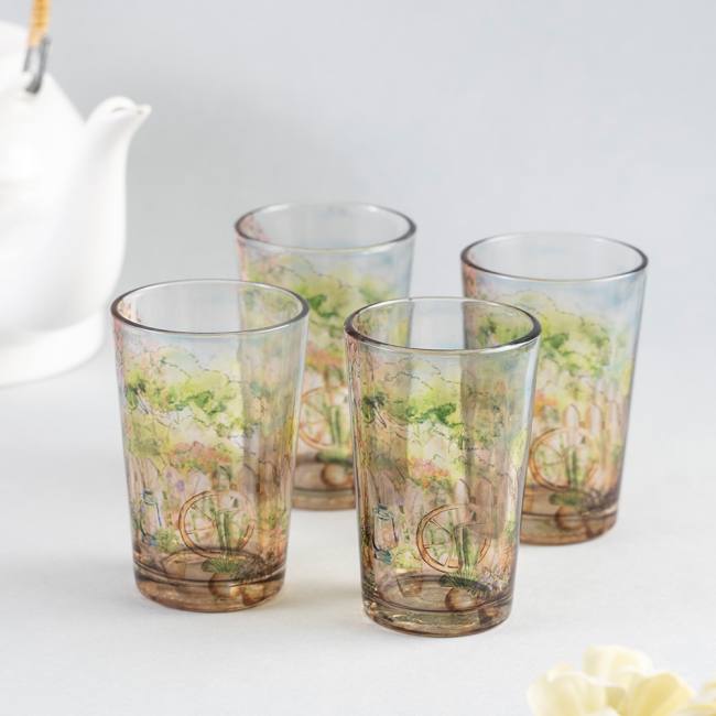 Chai Glasses - English Flower-Adorned