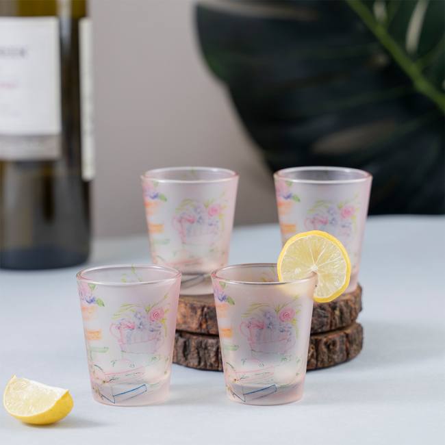 Frosted Shot Glasses - English Tea Party
