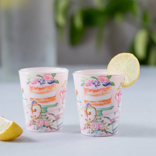 Glass Shot Glasses - English Garden Tea Party