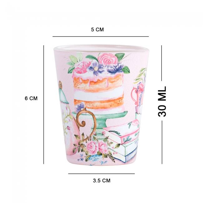 Glass Shot Glasses - English Garden Tea Party