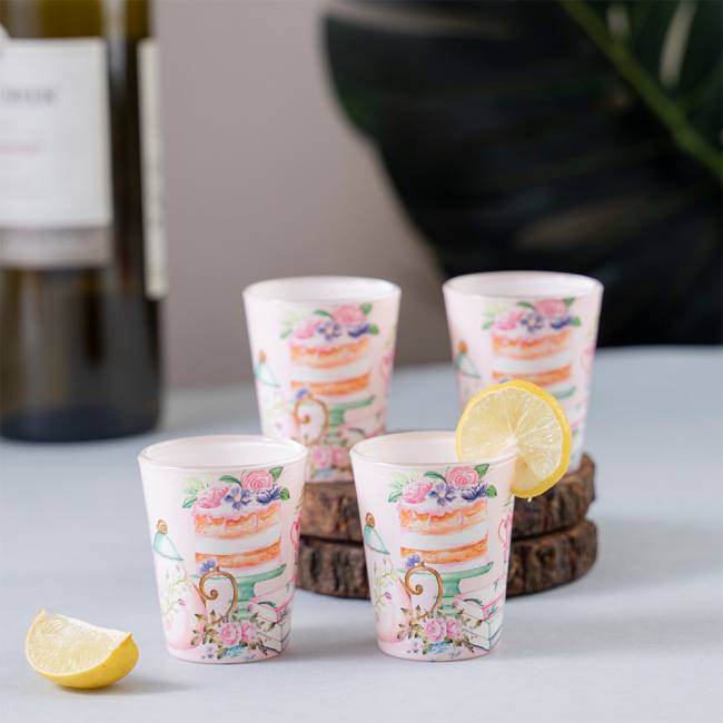 Glass Shot Glasses - English Garden Tea Party