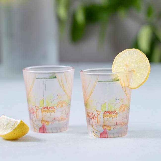 Frosted Shot Glasses - English Garden Tea Party