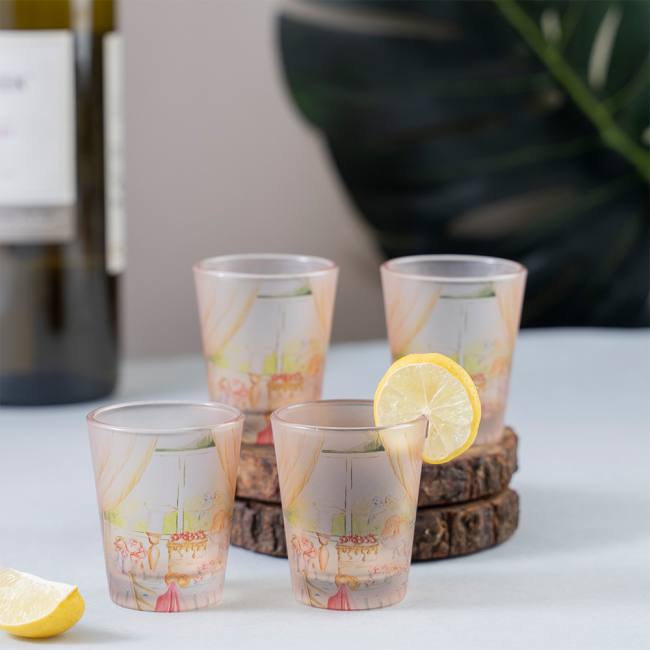 Frosted Shot Glasses - English Garden Tea Party