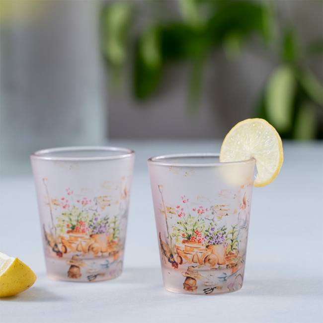 Frosted Shot Glasses - English Themed Garden