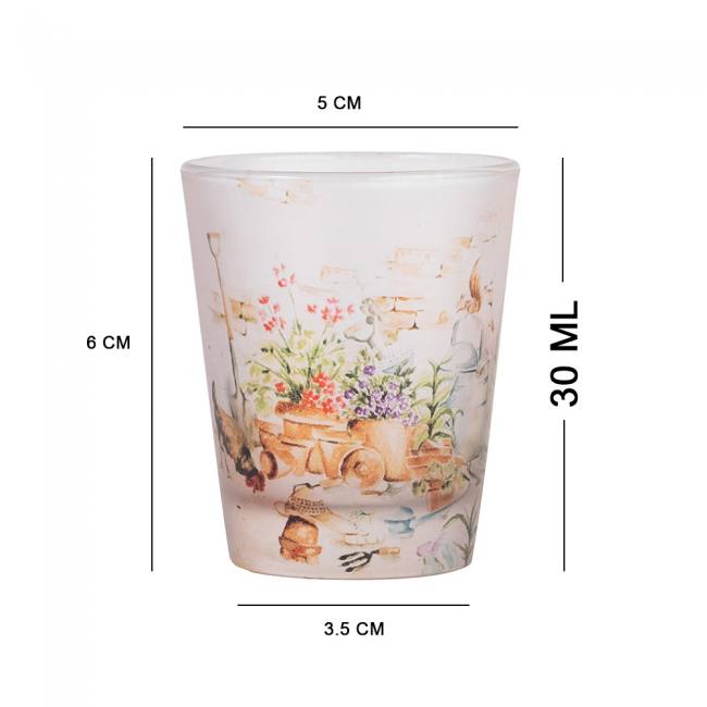 Frosted Shot Glasses - English Themed Garden