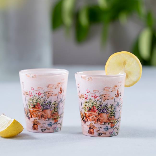 Glass Shot Glasses - English Themed Garden