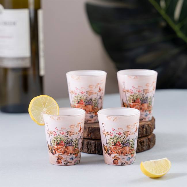 Glass Shot Glasses - English Themed Garden