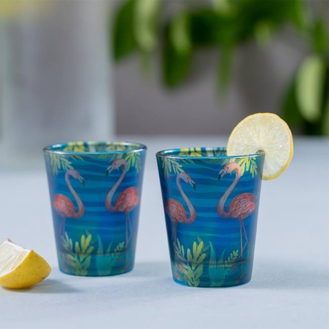 Frosted Shot Glasses - Flamingo