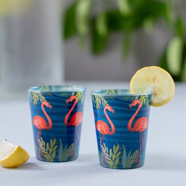 Glass Shot Glasses - Flamingo