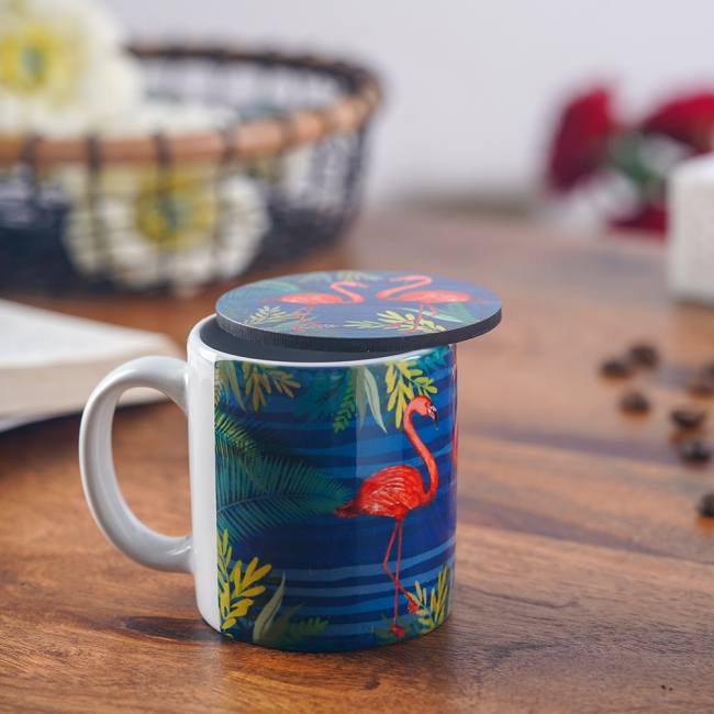 Espresso Mug with Coaster - Tropical Lush