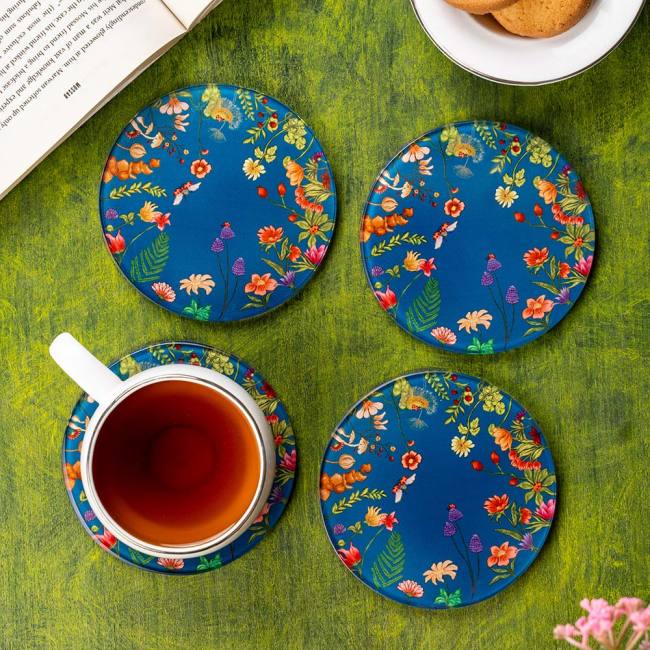 Glass Coasters (Set of 4) - Floral Bliss