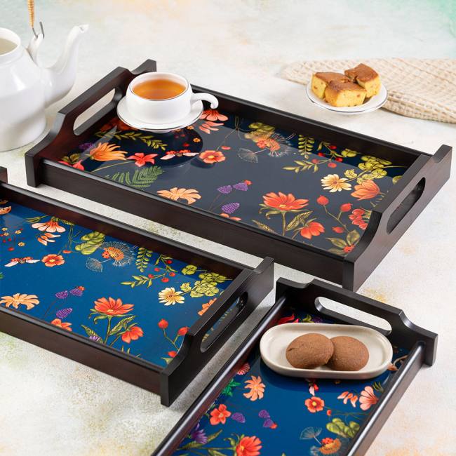 Wooden Trays - Floral Bliss