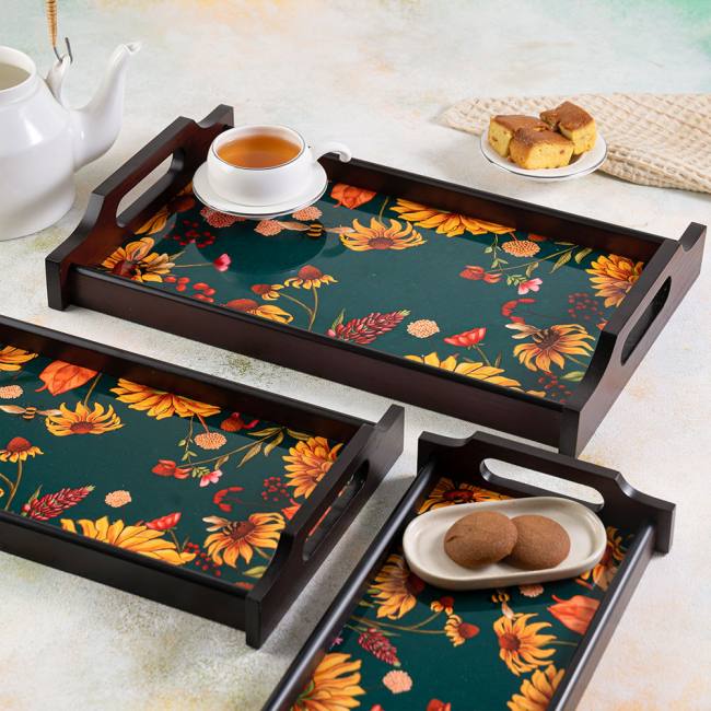 Wooden Trays - Floral Bliss