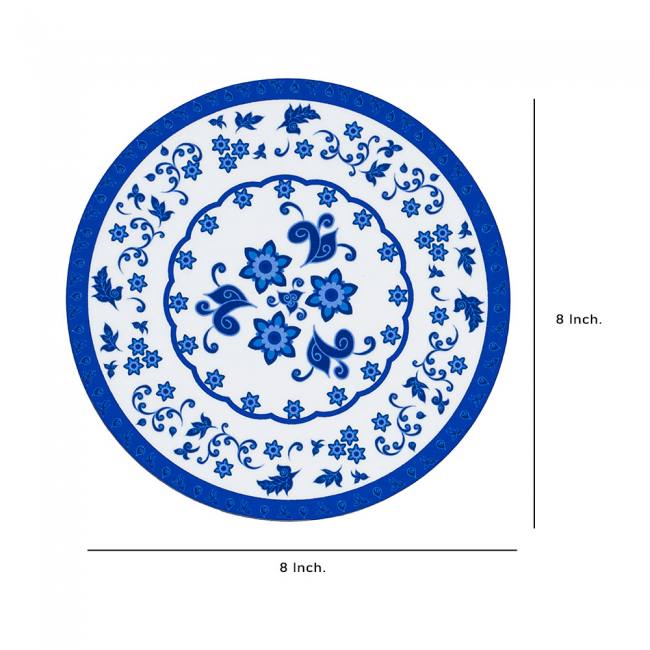 Wooden Coasters (Set of 2) - Blue Pottery