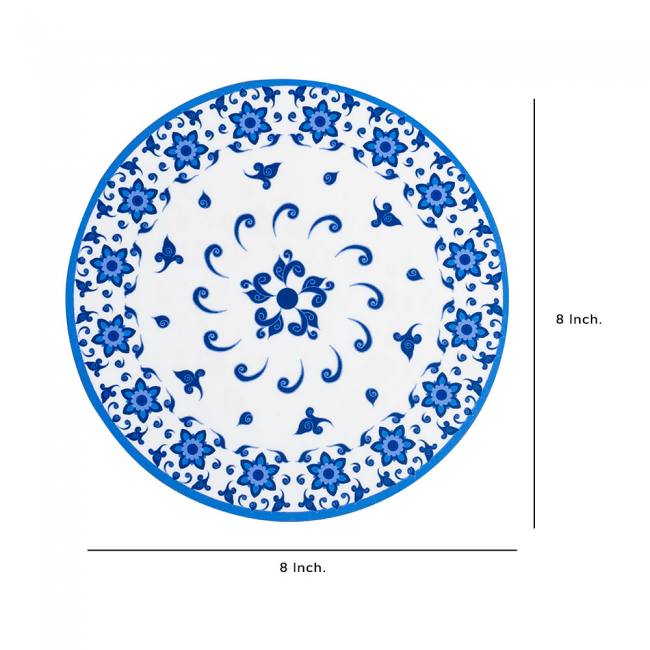 Wooden Coasters (Set of 2) - Blue Pottery