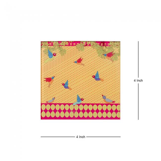 Glass Coasters (Set of 4) - Gond Art