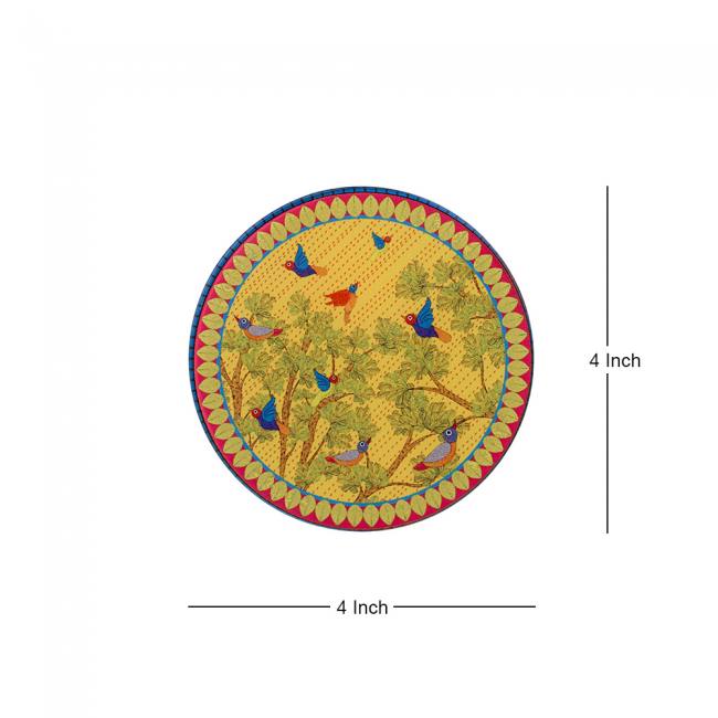 Glass Coasters (Set of 4) - Gond Art