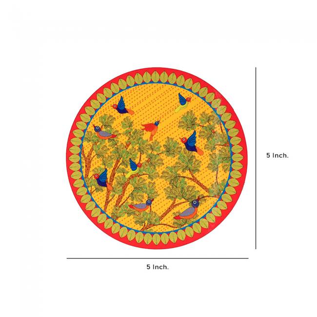Wooden Coasters (Set of 2) - Gond Art