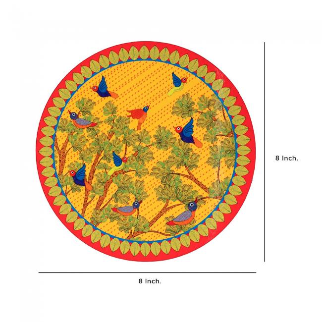 Wooden Coasters (Set of 2) - Gond Art