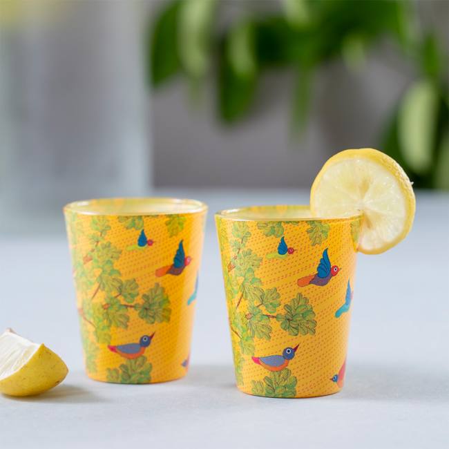 Glass Shot Glasses - Gond Art