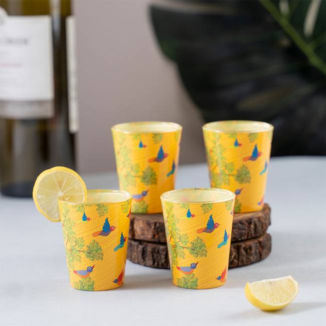 Glass Shot Glasses - Gond Art