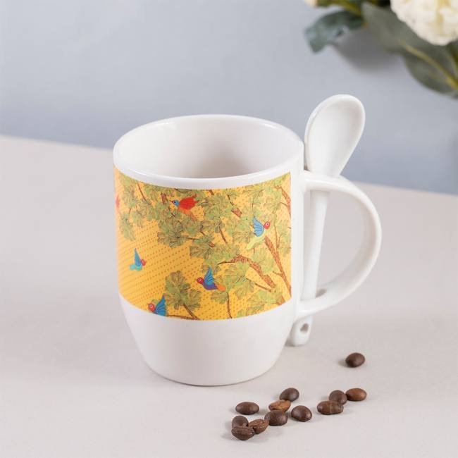 Mug w/ Spoon - Gond Art